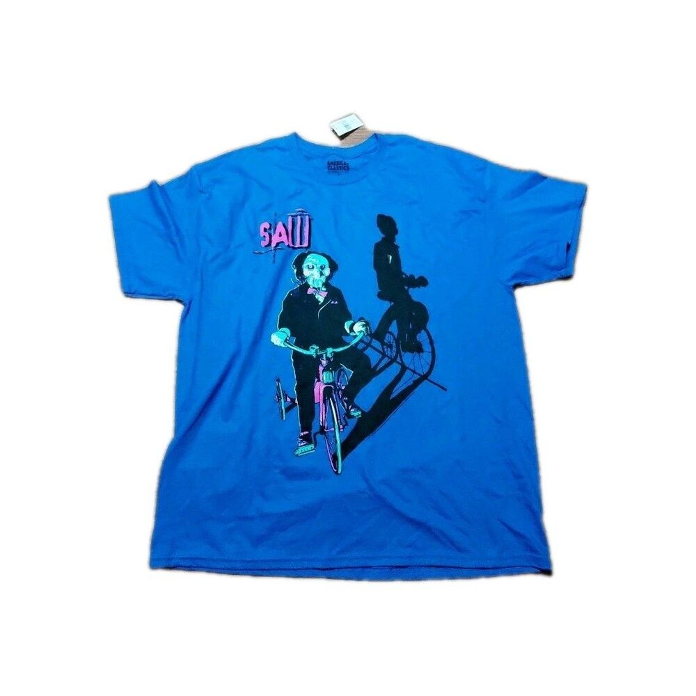 Saw - Billy On Tricycle - American Classics - Solid Blue Adult Short Sleeve 2XL